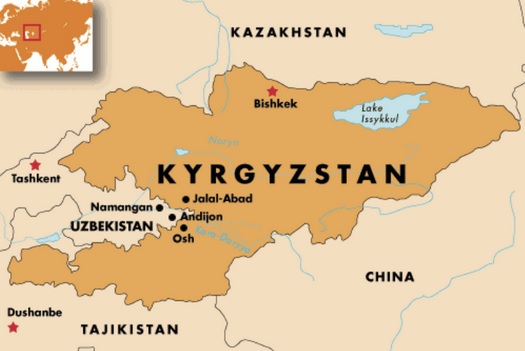 peta letak lokasi negara kirgistan